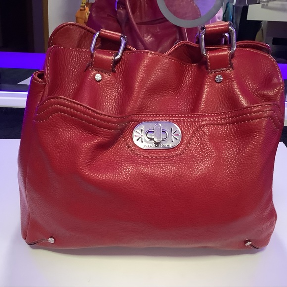Isaac Mizrahi Bold Red Shoulder Bag with Silver Accents - Picture 1 of 6